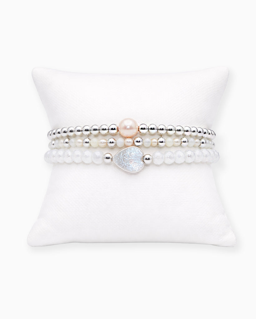 Sliver Pearl Bracelet Stack